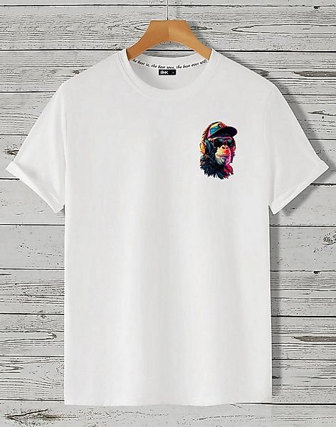 RMK T-Shirt Herren T-Shirt Basic Rundhals Schimpanse Affe DJ aus Baumwolle günstig online kaufen
