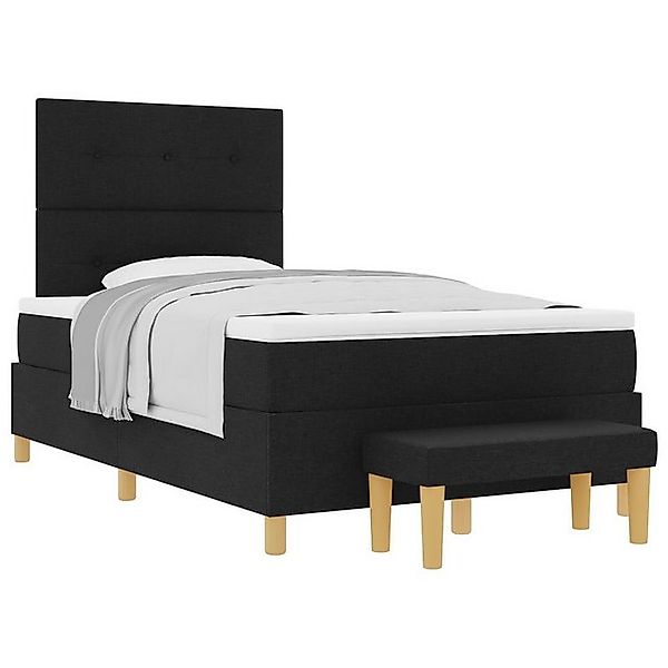 vidaXL Bett Boxspringbett mit Matratze & Bank Schwarz 120x200 cm Stoff (2-t günstig online kaufen