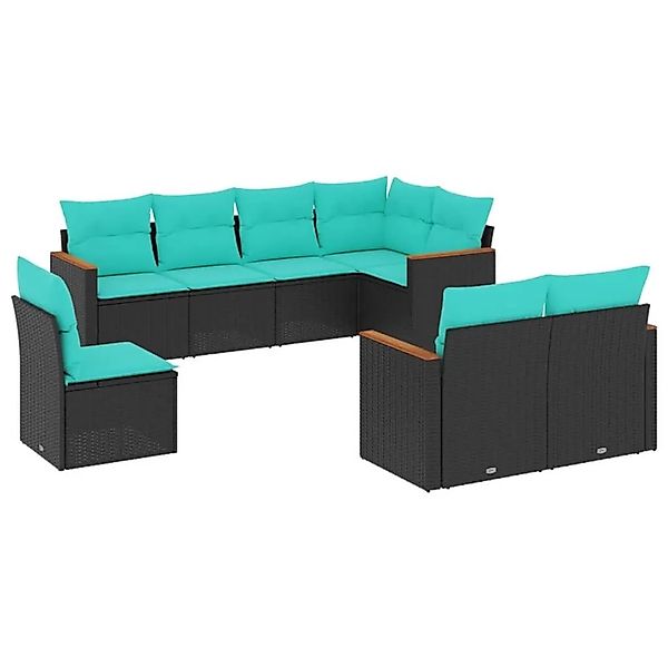 vidaXL 8-Tlg Gartensofa-Set mit Kissen Schwarz Polyrattan 3226162 günstig online kaufen