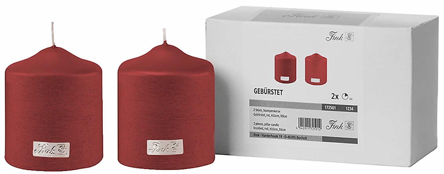 Fink Stumpenkerze CANDLE 2er Set Stumpenkerzen - rot - Paraffin - H. 10cm x günstig online kaufen
