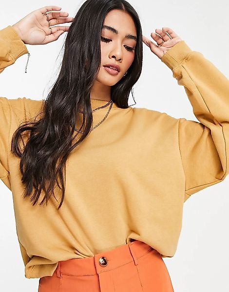 Monki – Sweatshirt in Camel-Neutral günstig online kaufen