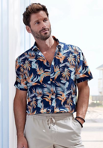 John Devin Hawaiihemd "Regular fit", Kurzarm, Freizeithemd mit Palmendruck günstig online kaufen