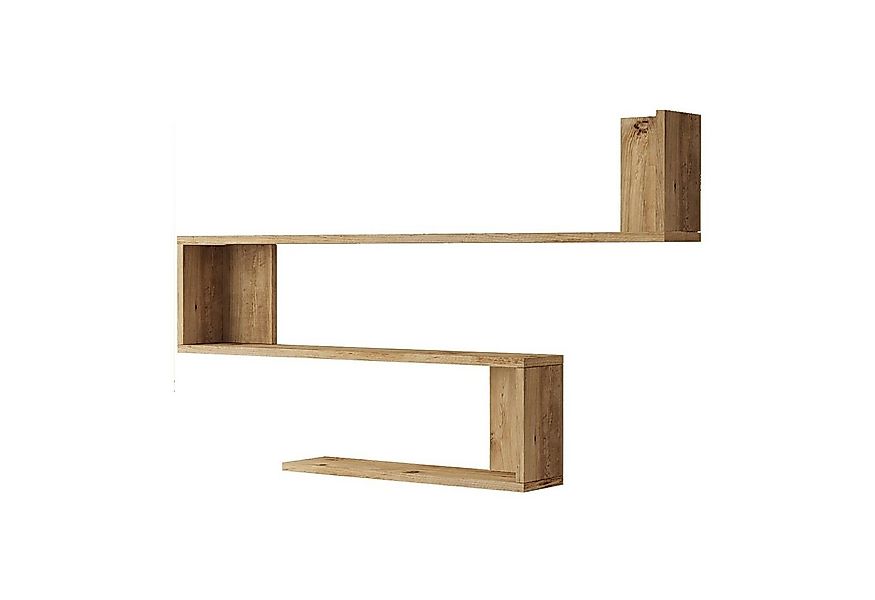 en.casa Wandregal, »Kitee« mit 3 Ablageflächen 71,5x120x14,5cm Eiche rustik günstig online kaufen
