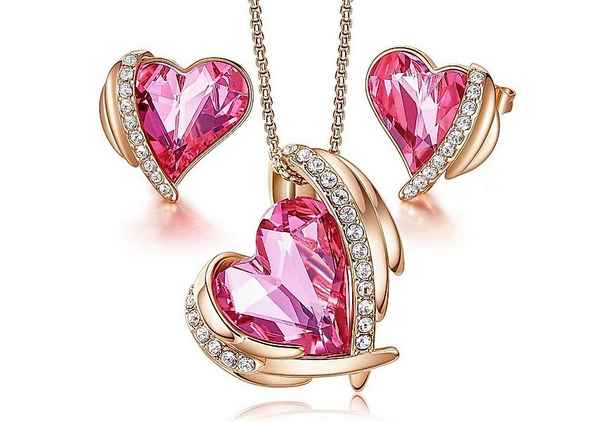 LuxusKollektion Ohrring und Ketten Set Schmuckset Damen Herz Halskette Ohrr günstig online kaufen