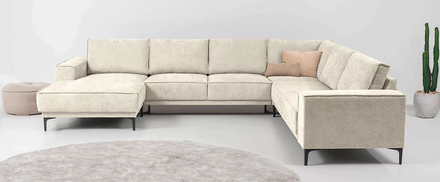 Places of Style Wohnlandschaft "XXL Sofa Oland, Struktur, Flachgewebe, Luxu günstig online kaufen