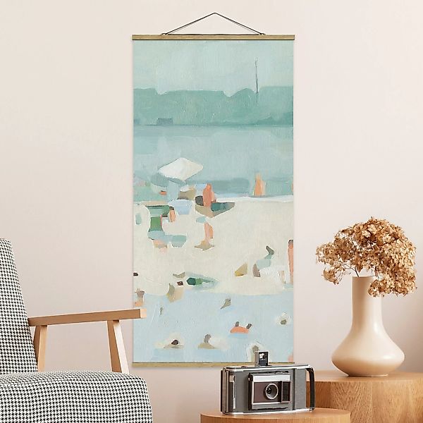 Stoffbild Kunstdruck mit Posterleisten - Hochformat Sandbank im Meer I günstig online kaufen