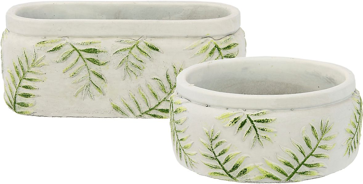 I.GE.A. Übertopf "Übertöpfe" Zementschale mit Blatt-Motiv, 2er Set Übertopf günstig online kaufen