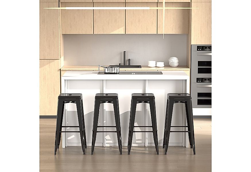 HOMCOM Barhocker aus Metall, keine Montage erforderlich, stapelbares Design günstig online kaufen