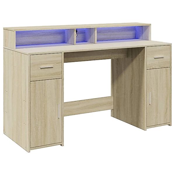 vidaXL LED-Schreibtisch Sonoma-Eiche 140x55x91 cm Holzwerkstoff 3309422 günstig online kaufen