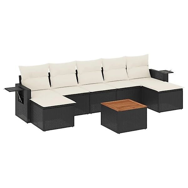 vidaXL 8-Tlg Garten-Sofagarnitur mit Kissen Schwarz Poly Rattan 3224691 günstig online kaufen