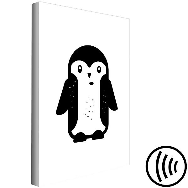 Bild auf Leinwand Kleiner Pinguin - Tierzeichnung in Schwarz-Weiß XXL günstig online kaufen