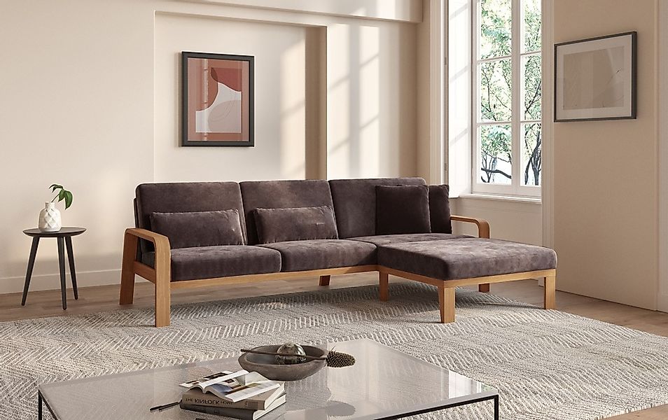 sit&more Ecksofa "Kolding L-Form", Armlehnen aus eichefarbigem Buchenholz, günstig online kaufen