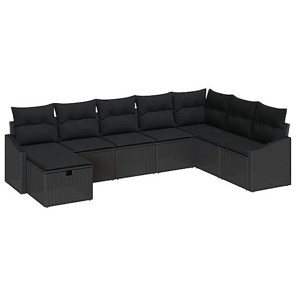 vidaXL Loungesofa 8-teiliges Garten Sofa Set mit Kissen Schwarz Poly Rattan günstig online kaufen