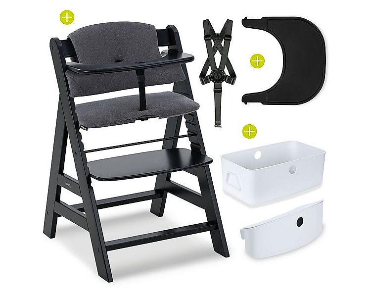 Hauck Hochstuhl Alpha Plus Black (Set), Kinderhochstuhl mit Essbrett Click günstig online kaufen