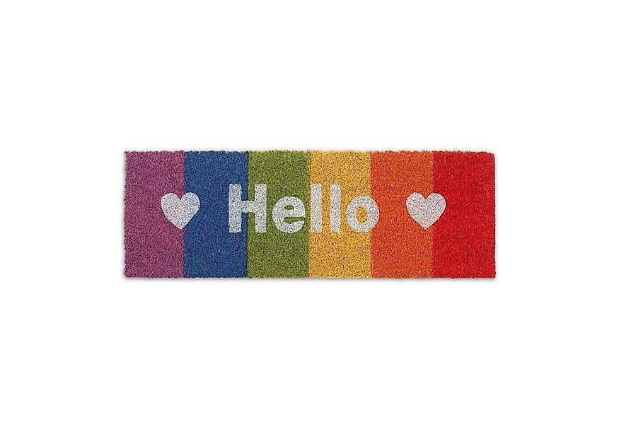 relaxdays Fußmatte Kokos Fußmatte "Hello" Regenbogen, Höhe: 15 mm günstig online kaufen