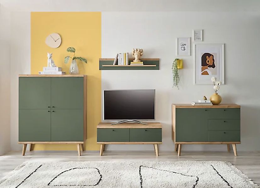 INOSIGN Lowboard "MAVAS" in moderner Trendfarbe, Griffe aus Metall (Schwarz günstig online kaufen