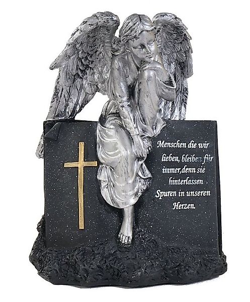 BURI Dekobaum Grab-Spruchstein Engel sitzend 28cm Grabschmuck Gedenkstein G günstig online kaufen