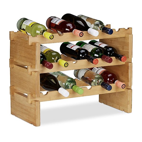 relaxdays Weinregal Stapelbares Weinregal aus Bambus, günstig online kaufen