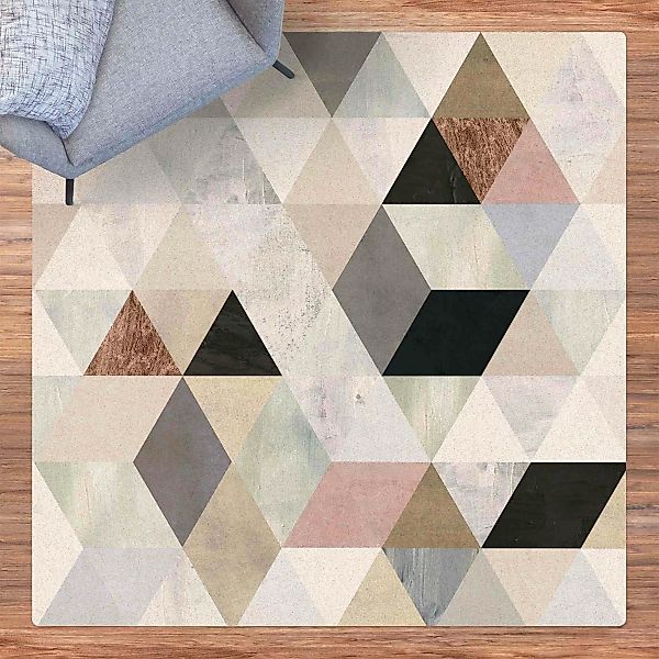 Kork-Teppich Aquarell-Mosaik mit Dreiecken I günstig online kaufen