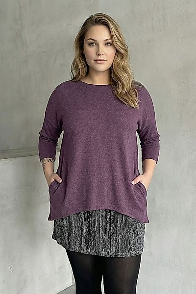 Stil Diva Blusentop Rock in Übergröße mit Tülldetails, langärmelige, dünne günstig online kaufen