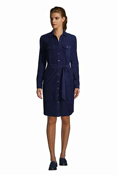 Blusenkleid aus Cord in Petite-Größe, Damen, Größe: XS Petite, Blau, by Lan günstig online kaufen