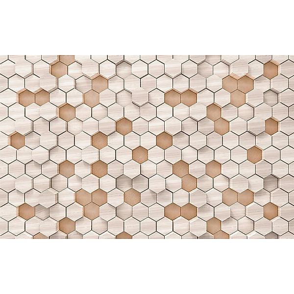 Sanders & Sanders Fototapete Hexagon Beige und Sandbraun 400 x 250 cm 61188 günstig online kaufen