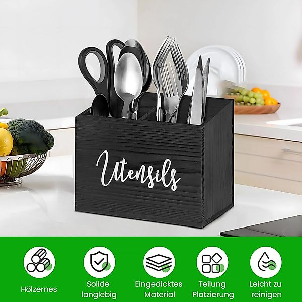 BlingBin Besteckhalter Holz-Utensilienhalter Utensil Organizer Utensilien, günstig online kaufen