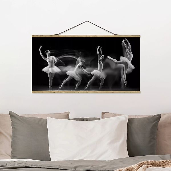 Stoffbild Portrait mit Posterleisten - Querformat Ballerina Art Wave günstig online kaufen