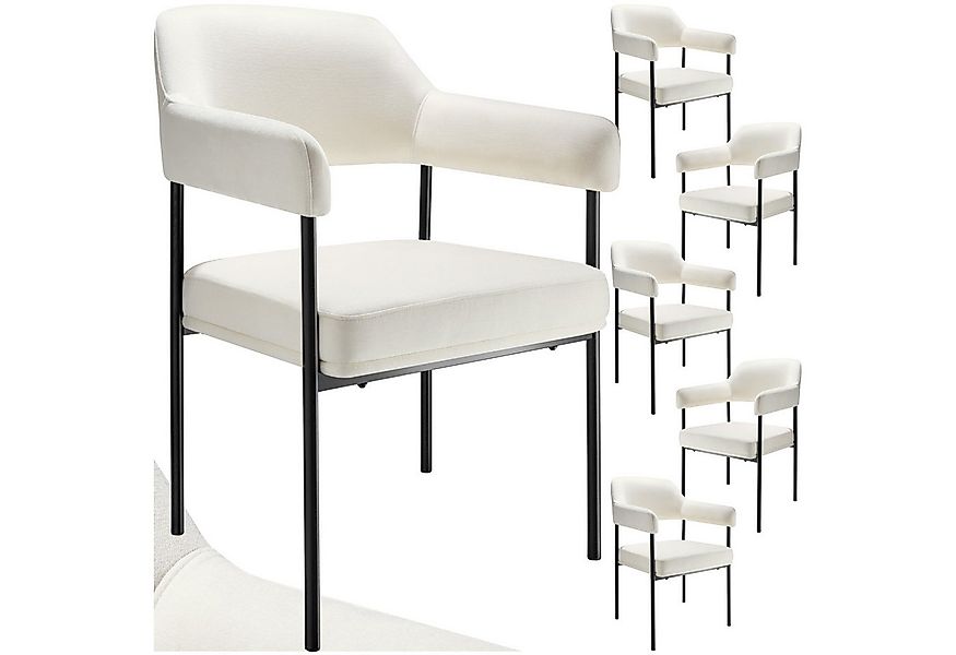 tectake Esszimmerstuhl Armlehnstuhl Doé, gepolstert, Stahlbeine (Set, 6 St) günstig online kaufen