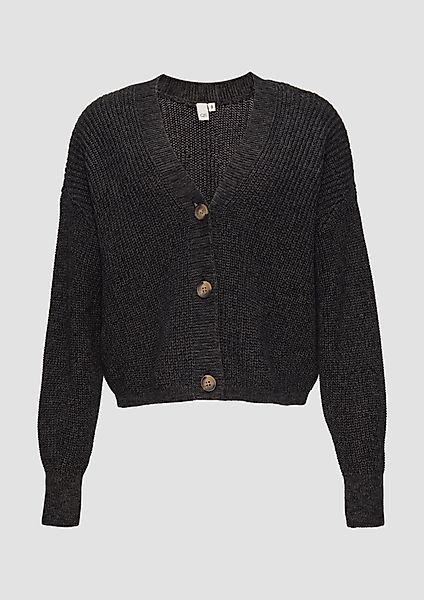 QS Funktionsjacke Strickjacke aus Baumwollmix Rippblende günstig online kaufen