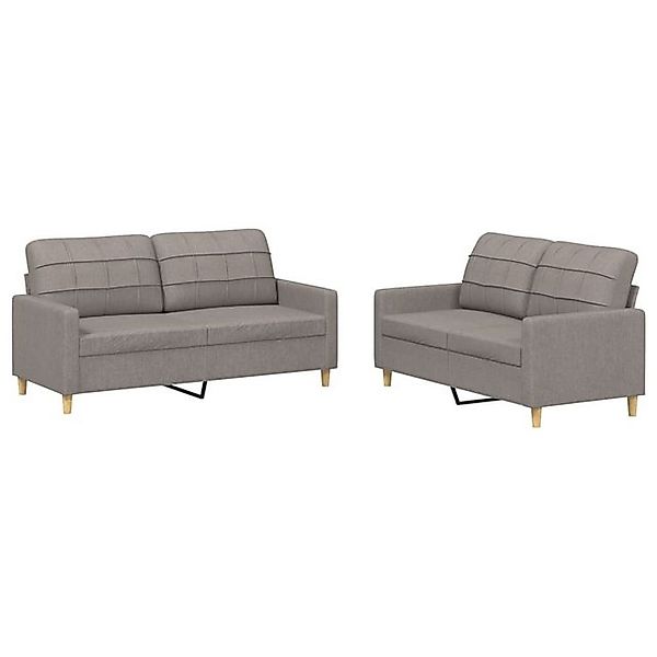 vidaXL Sofa 2-tlg. Sofagarnitur mit Kissen Taupe Stoff günstig online kaufen