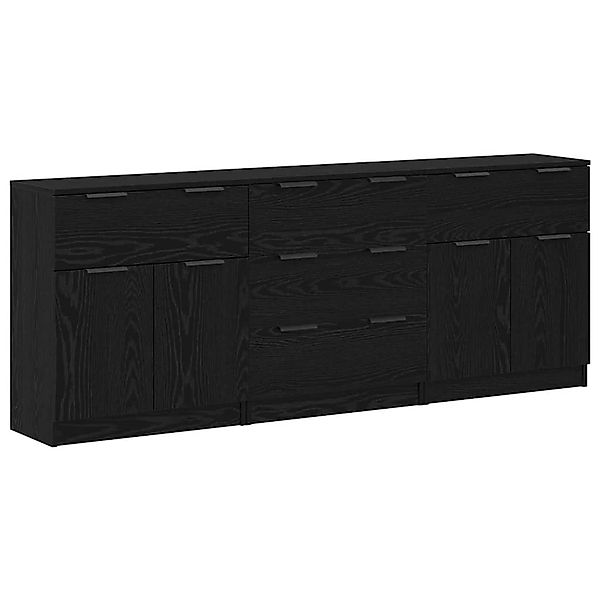 vidaXL Sideboard 3-Tlg Schwarz Eichen-Optik 60 x 30 x 70 cm 3332521 günstig online kaufen