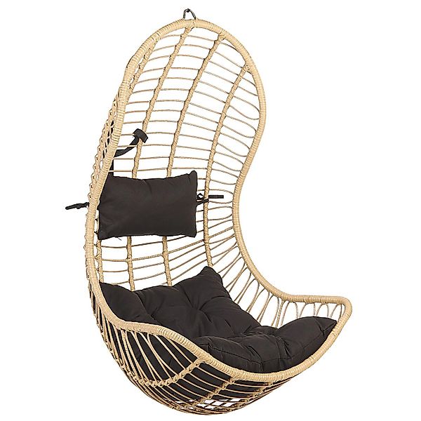 Beliani Hängesessel Naturfarben Beige Schwarz 80x66x137 günstig online kaufen