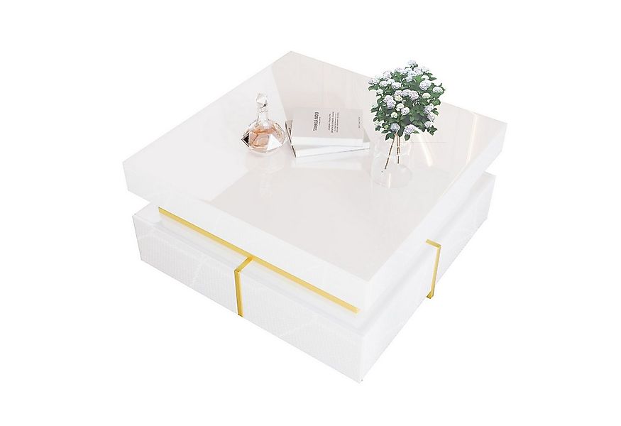 Merax Couchtisch, hochglänzend mit zwei Schubladen, Beistelltisch, Kaffeeti günstig online kaufen