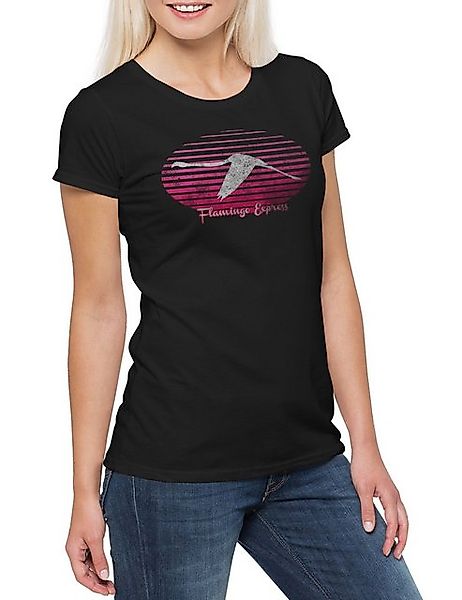 Urban Backwoods Print-Shirt Flamingo Express Damen T-Shirt Herz Heart Flami günstig online kaufen