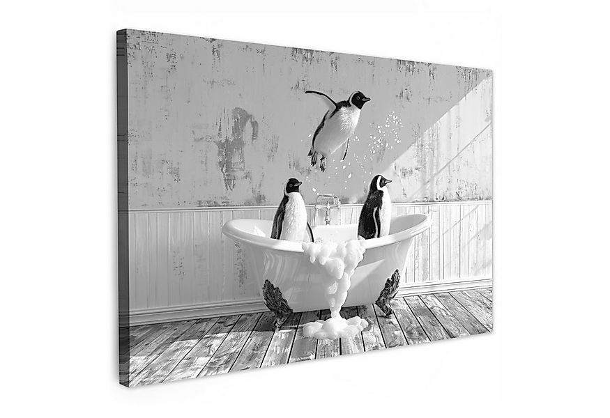 OneMillionCanvasses® Leinwandbild Pinguine - Vintage - Tiere - Schwarz - We günstig online kaufen