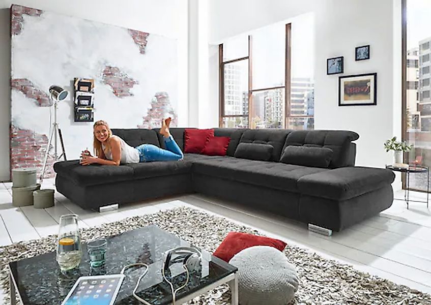 Die PlanBar Ecksofa "MP-IN17004 L-Form" wahlweise mit Bettfunktion, Sitztie günstig online kaufen