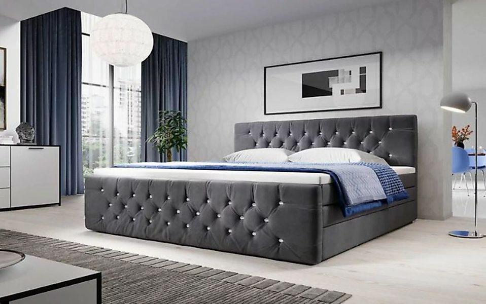 Luxusbetten24 Boxspringbett Nobile, mit Strass und Stauraum günstig online kaufen