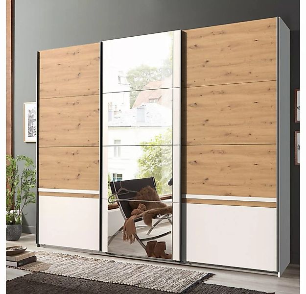 Lomadox Schwebetürenschrank GRANADA-43 Schlafzimmer mit Spiegel in weiß mit günstig online kaufen