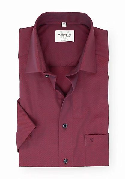 MARVELIS Kurzarmhemd Kurzarmhemd - Modern Fit - Struktur - Rot günstig online kaufen