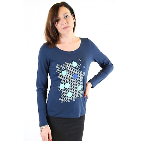 Langarm Shirt "Hektogramme", Dunkelblau, Damenshirt, Siebdruck günstig online kaufen
