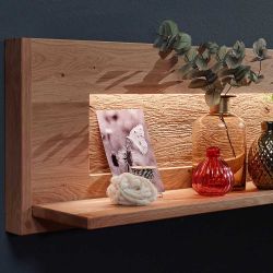 Wandregal aus Wildeiche Massivholz LED Beleuchtung günstig online kaufen