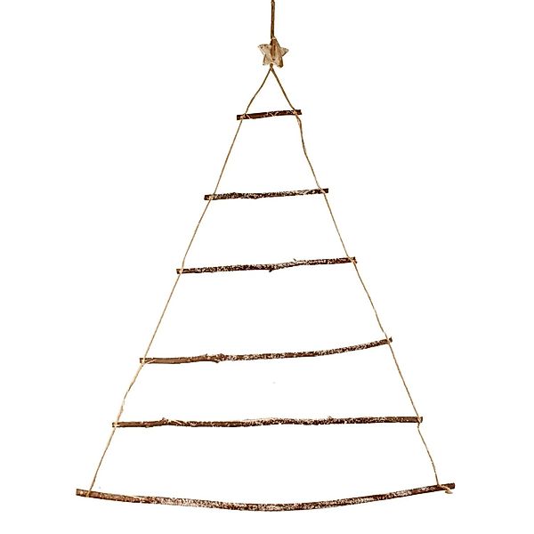 Lex Wandbaum aus Holz 40 LED Lichterkette Batterie Deko mit Holzstern Innen günstig online kaufen