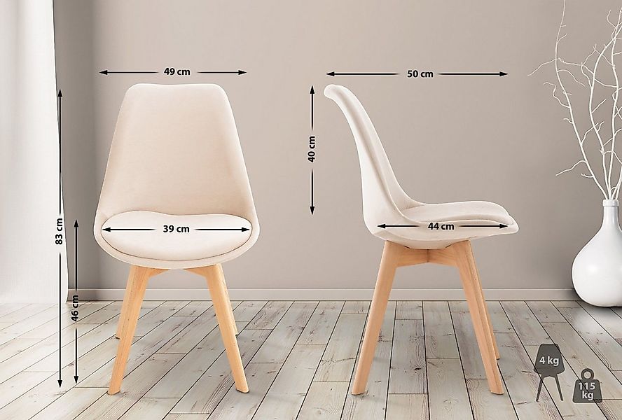 CLP Küchenstuhl Linares, mit Rückenlehne und Holzbeinen günstig online kaufen