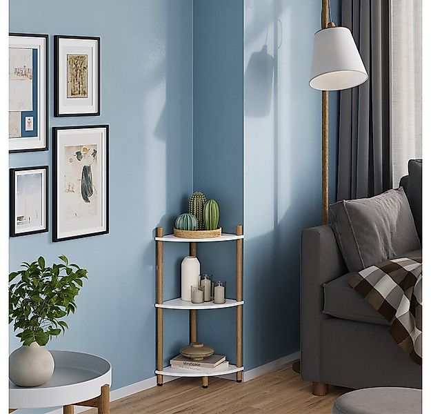 Vicco Eckregal Bivio, Weiß/Kiefer, 29 x 72 cm mit 3 Ablagefächern, 1-tlg. günstig online kaufen