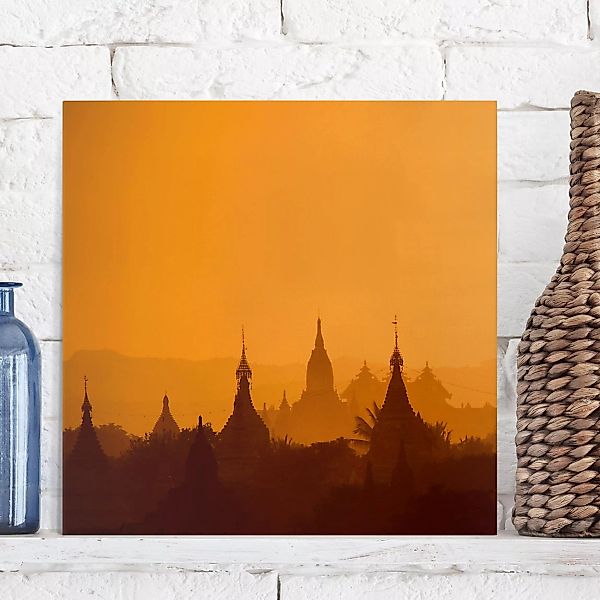 Leinwandbild - Quadrat Tempelstadt in Myanmar günstig online kaufen