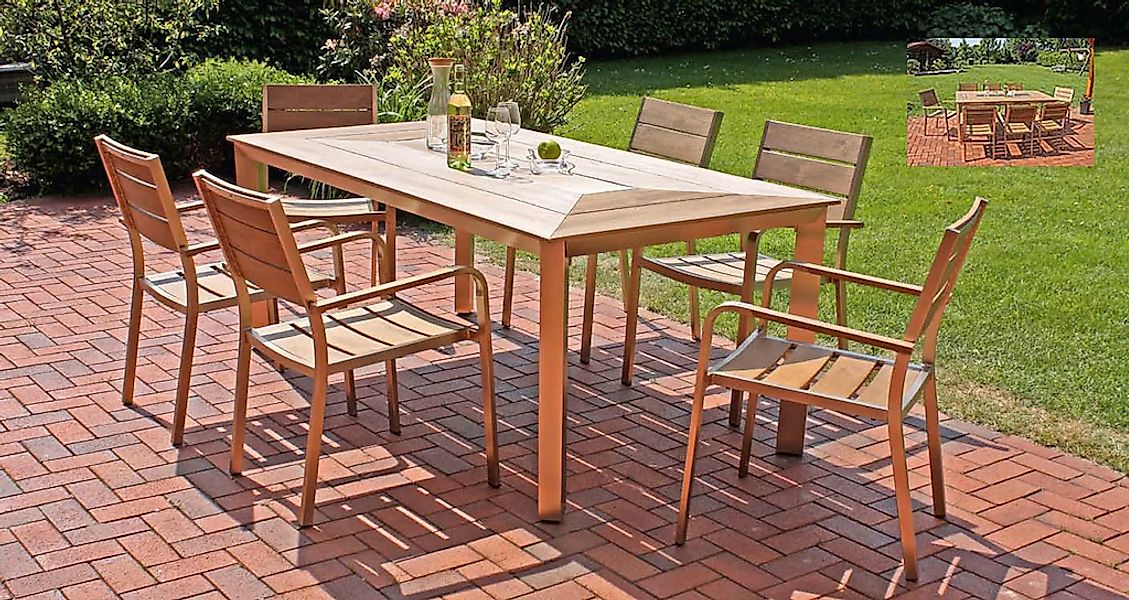 Garden Pleasure Garten-Essgruppe "FLORENCE", (9 tlg.), mit platzsparenden S günstig online kaufen