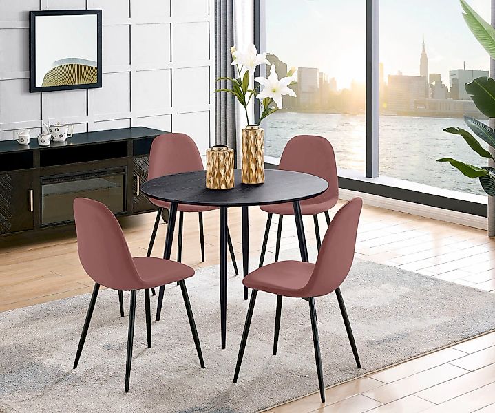 Leonique Essgruppe "Eadwine, TOPSELLER Sitzgruppe Esstisch plus 4 Esszimmer günstig online kaufen