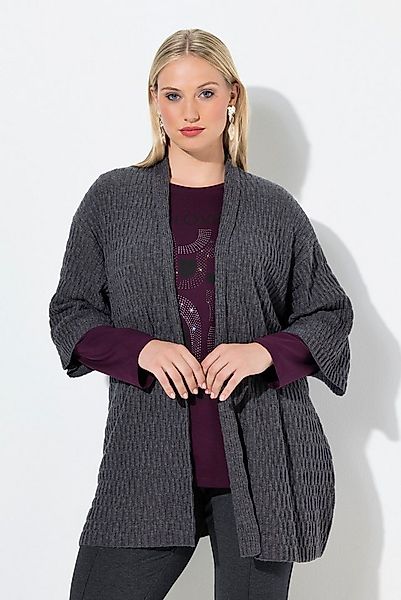 Ulla Popken Strickjacke Strickjacke Strukturstrick Oversized V-Ausschnitt günstig online kaufen