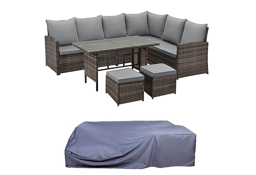 SVITA Gartenlounge-Set MONROE, (Set, 1 Tisch, 1 dreiteiliges Sofa, 2 Hocker günstig online kaufen